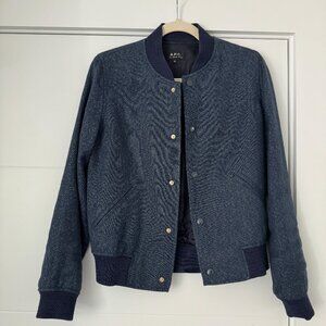A.P.C Women's Varsity Jacket Navy with shimmers size XS